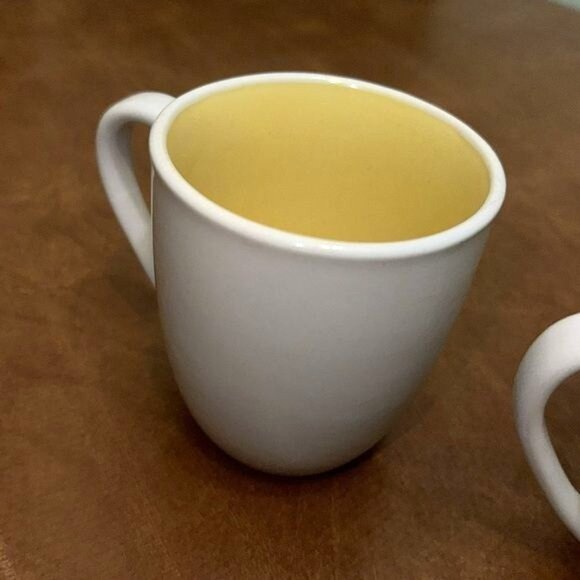 Set Of 3 Essential Home White & Yellow Mugs - Ceramic Coffee Cups - Picture 5 of 8
